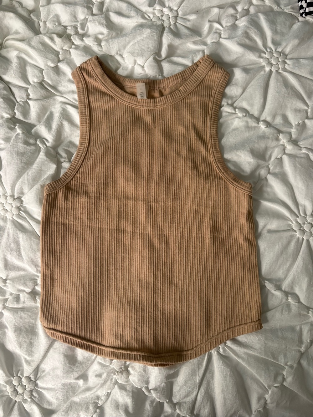 Ribbed Tank Top in Light Brown/Tan - Women's Sleeveless Top